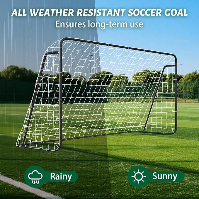 NAIZEA Soccer Goal - 12x6FT/16x7FT/10x6FT/8x6FT/6x4FT Soccer Goals for Backyard - Metal Soccer Goals for Youth Adult - Multiple Sizes Colors - Perfect for Games Indoor Outdoor Practice