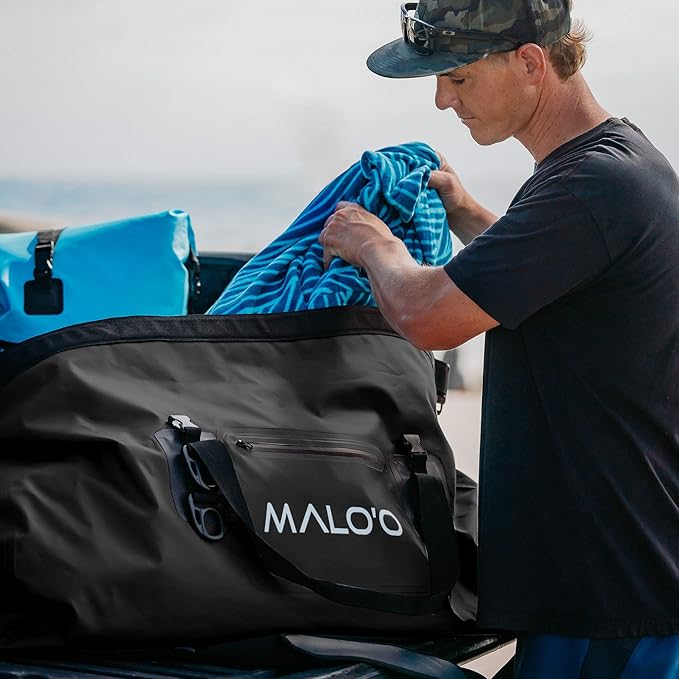 Malo'o Waterproof Dry Bag Duffel 40L/60L/100L, Roll Top Duffel Keeps Gear Dry for Kayaking, Rafting, Boating, Swimming, Camping, Hiking, Beach, Fishing - Internal & External Pockets