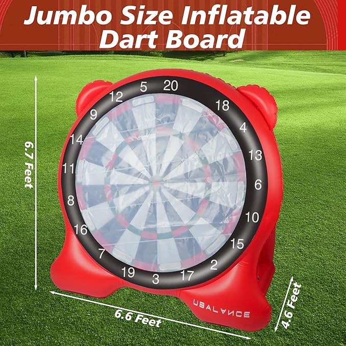 UBALANCE Giant Inflatable Dart Board for Adults, 6ft Outdoor Yard Games with 26 Sticky Balls, Soccer Tennis Golf Fun, Carnival Backyard Party & Lawn Sports