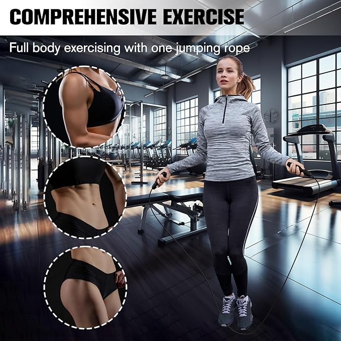 BLEUM CADE Adjustable Jump Rope, Skipping Rope with Ball Bearings, with Foam Handles for Fitness, Home Exercise & Slim Body, for Kids, Men, and Women