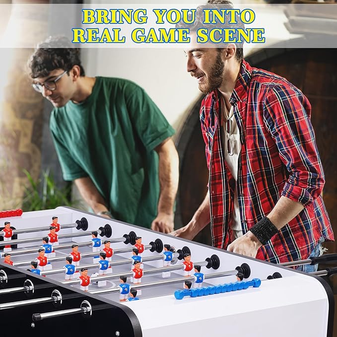 Foosball Table, 58inch Competition Soccer Table Game w/ 2 Balls for Adult Kids Youth, Heavy-Duty Arcade Table Soccer for Home, Game Room