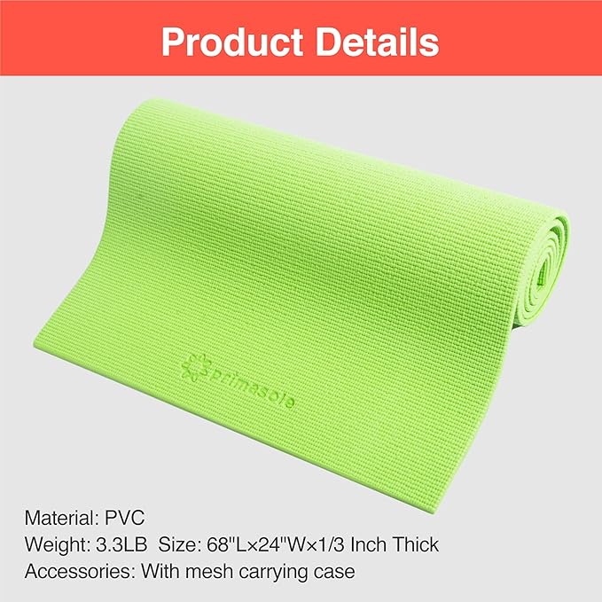 Yoga Mat with Carry Strap for Yoga Pilates Fitness and Floor Workout at Home and Gym Non-slip 9 colors