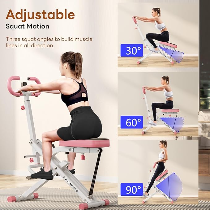 SogesPower Squat Machine for Home Gym, Squat Rowing Machine with Adjustable Resistance and Optional Full Motion, Squat Assist Trainer for Glutes & Legs Workout, Up to 330lbs