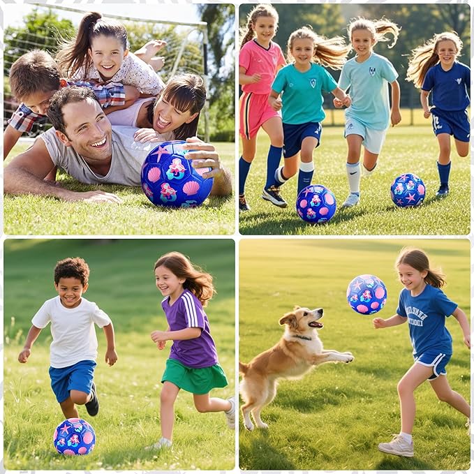 Soccer Balls Size 3 for Girls Soccer Ball for Kids Aged 4-6 6-8 Beginners Outdoors Sports Ball Recreation Playing Ball Birthday Christmas Back to School Gifts