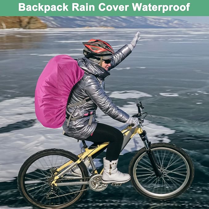 Waterproof Backpack Rain Cover Waterproof Backpack Cover, Bag Rain Cover with A Vertical Reflective Strap for Hiking/Biking/Camping/Outdoor Traveling