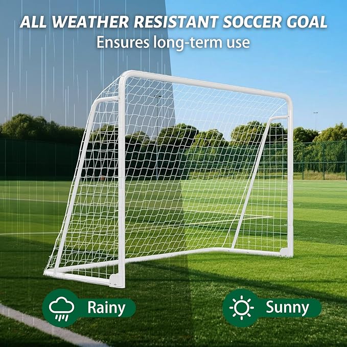 NAIZEA Soccer Goal - 12x6FT/16x7FT/10x6FT/8x6FT/6x4FT Soccer Goals for Backyard - Metal Soccer Goals for Youth Adult - Multiple Sizes Colors - Perfect for Games Indoor Outdoor Practice