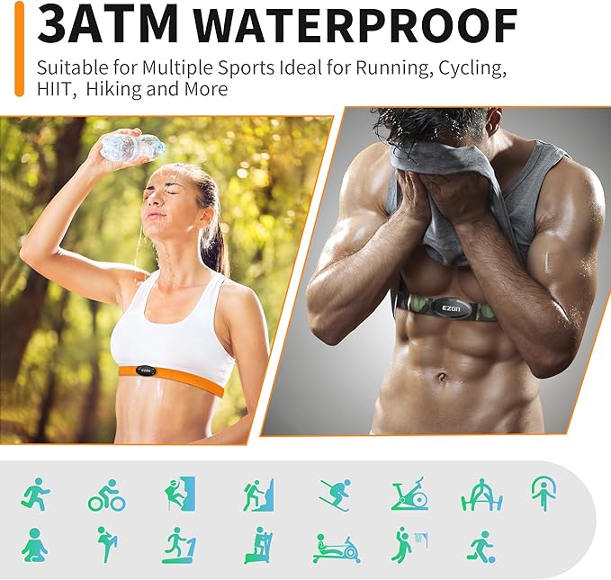 EZON Heart Rate Monitor Chest Strap C009Pro,ANT+& Bluetooth 5.1 Dual Protocol,Up to 400H Battery Life,Compatible with Polar/Strava/Wahoo/Peloton,Ideal for Fitness Training Cycling