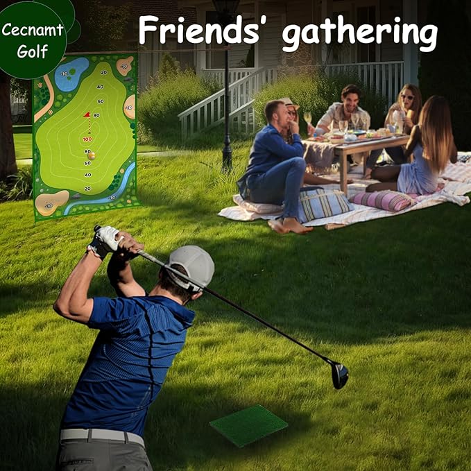 Golf Chipping Game, Battle Golf with 2 Golf Club & Hitting Mat, Chip Sticky Practice Golf Game Set for Adults Kids Indoor Outdoor Backyard