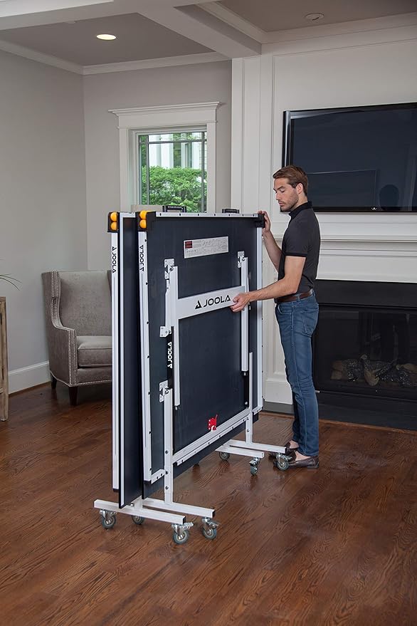 JOOLA Rally TL Professional MDF Indoor Ping Pong Table w/Quick Clamp Table Tennis Net & Post Set - 10 Minute Easy Assembly - Corner Ball Holders - Tournament Quality - Includes Playback Mode