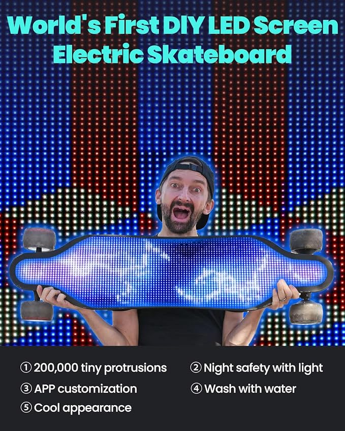 S3/Pixel Rider Electric Skateboards with Remote and Swappable Battery/Top Speed 28 Mph/2 * 600W Motors/12Miles/25Miles Max Range Electric Longboards for Adult&Beginner