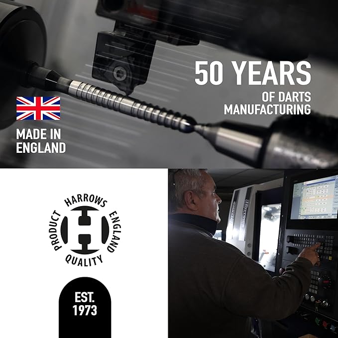 Harrows NX90 Darts, 90% Tungsten Steel Tip Darts Set, Includes High-Grade Shafts, Aerodynamic Dart Flights, Available in Sizes 21g, 22g, 23g, 24g, 25g & 26g