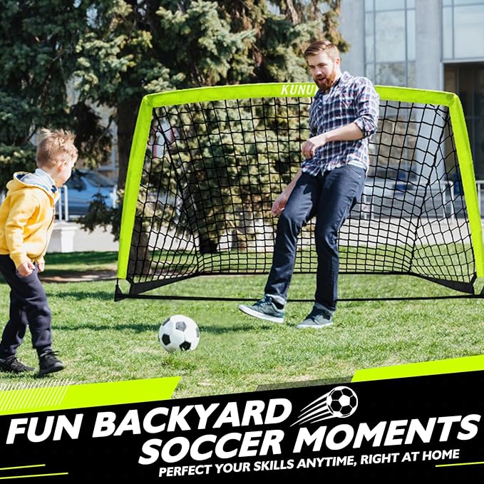 2 of 5×3 6x4 9x5 FT Portable Kids Soccer Goals Set, Foldable Soccer Practice Nets for Backyard with Carrying Bag for Toddler Youth Pop Up Soccer Training Equipment Indoor Outdoor Sports Game Gift