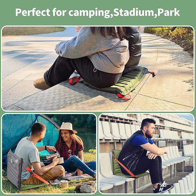 EULANT Lightweight Inflatable Folding Seats for Camping Chair with Back Support and Adjustable Straps,Foldable Bleacher Chairsfor Camping Hiking Sporting Events and Park