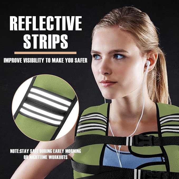 Weighted Vest Men or Women - 5/10/15/20/25/30lbs Weights with Reflective Stripe, Weighted Vest for Workout Equipment for Strength Training Running - Walking Weight Loss