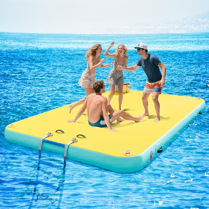 Specraft Inflatable Floating Dock, Non-Slip Air Dock Platform loating Island Raft with Rope Ladder for Pool Lake Beach Ocean
