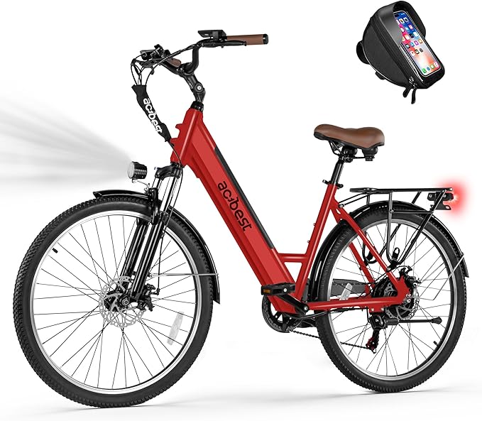 Cores Electric Bike for Adults, 26" Electric Commuter Bike with 1200W Peak Motor, 28MPH 70 Miles Max, 48V 576Wh Removable Battery, 7-Speed City Cruiser Mountain E Bike for Commuting