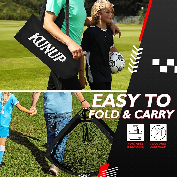 2 of 5×3 6x4 9x5 FT Portable Kids Soccer Goals Set, Foldable Soccer Practice Nets for Backyard with Carrying Bag for Toddler Youth Pop Up Soccer Training Equipment Indoor Outdoor Sports Game Gift