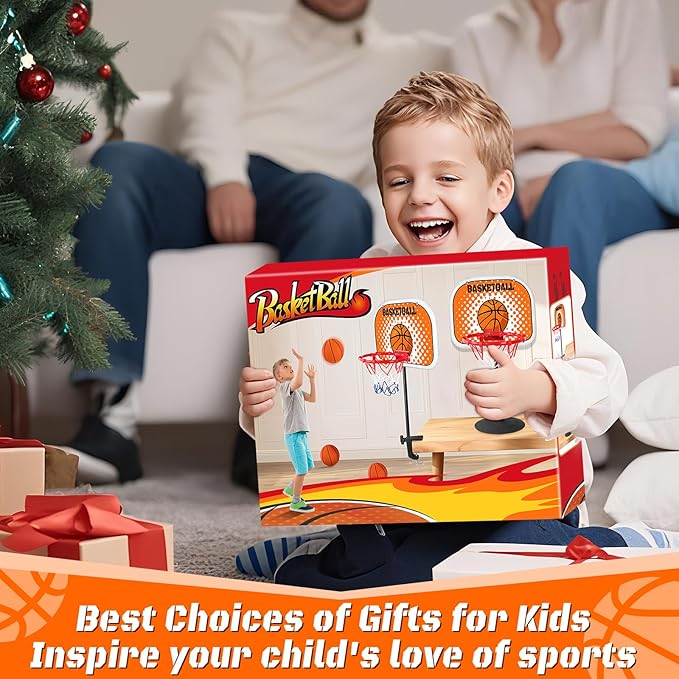 Indoor Basketball Hoop Tabletop Basketball Hoop Indoor with Clips Mini Desktop Basketball.Hoop Set with Two Balls Mini Hoops for Desk Table Bedroom Basketball Toys for Kids and Adult