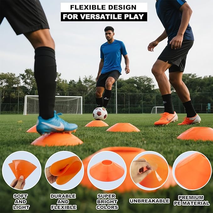 Agility Ladder Soccer Training Equipment Set, 20ft 12 Rung, 12 Soccer Cones, Resistance Parachute, Soccer Kick Trainer, 5 Resistance Bands, Football Training Equipment for Kids Adults