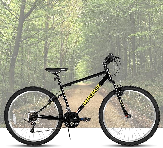 HILAND 26 27 Inch Mountain Bike, Mens Womens MTB with 18 Speeds, High-Tensile Steel Frame, V Brake, Hardtail Bicycle for Adults