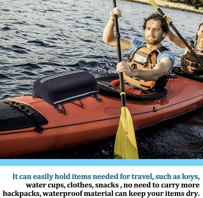 Abbylike Paddleboard Storage bag 15.4'' x 11.4'' Waterproof Deck Bag Oxford Cloth Deck Cooler Pouch with Reflective Strip Swivel Hook Zipper Paddle Board Accessories for Summer Kayak Surfboard