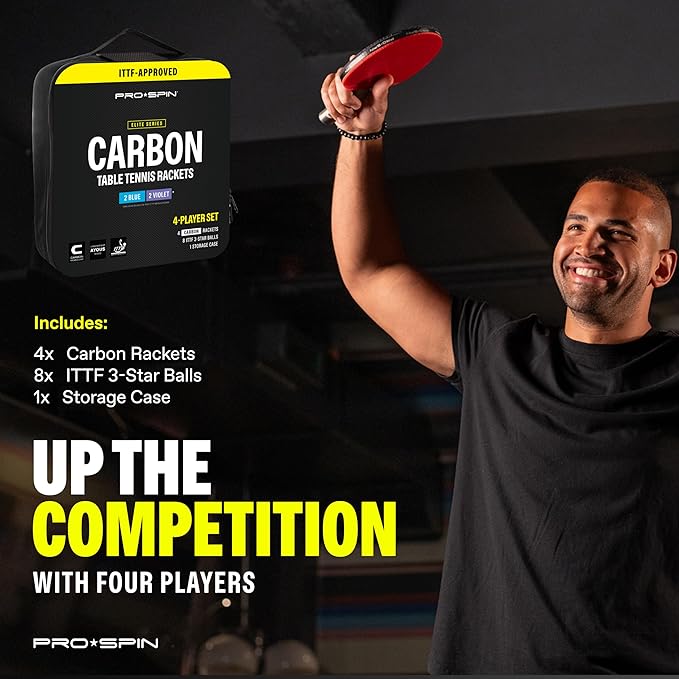 PRO SPIN Ping Pong Paddles - Professional Level Table Tennis Rackets with Carbon Fiber for Superior Control | 7-Ply Blade, Premium Rubber, 2.0mm Sponge | Includes Protector Case