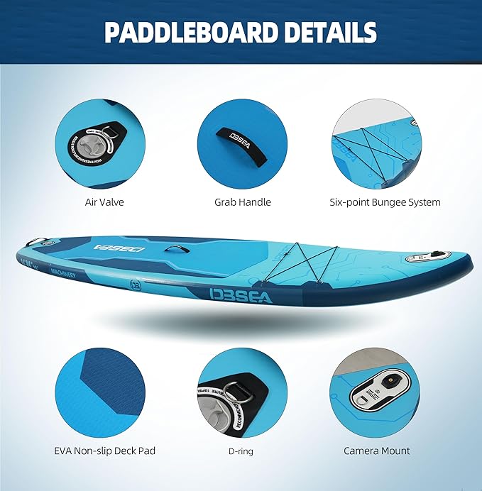 11 ft Extra Wide Inflatable Paddle Board with Accessories, Stand Up Paddleboard for 2 Person, All Around SUP Board for Adults, Fishing, Yoga