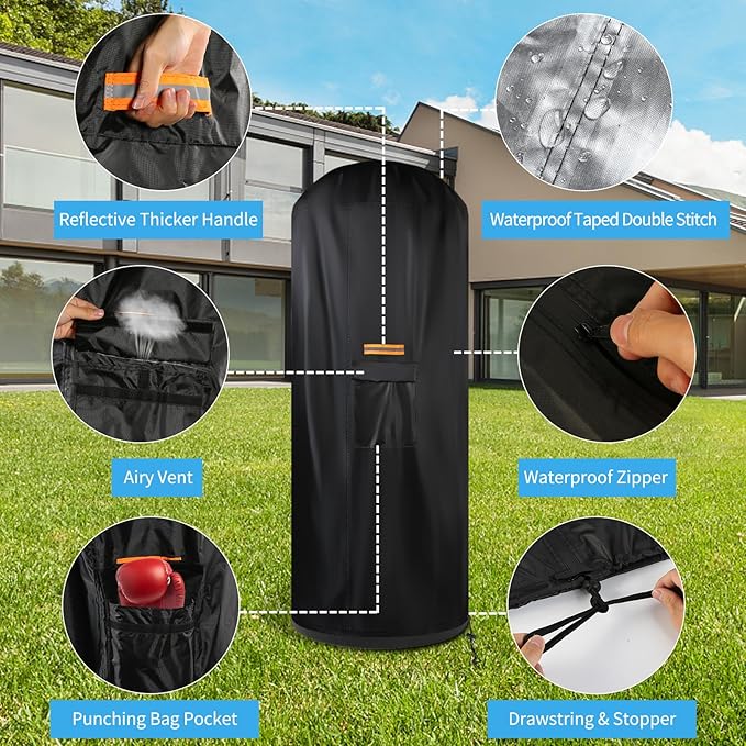 Free Standing Punching Bag Cover Outdoor Waterproof, 420D Oxford Full Protector for Standing Punching Bag with Stand, Protective Cover for Bob Dummy Boxing Bag 70" H x 28" D
