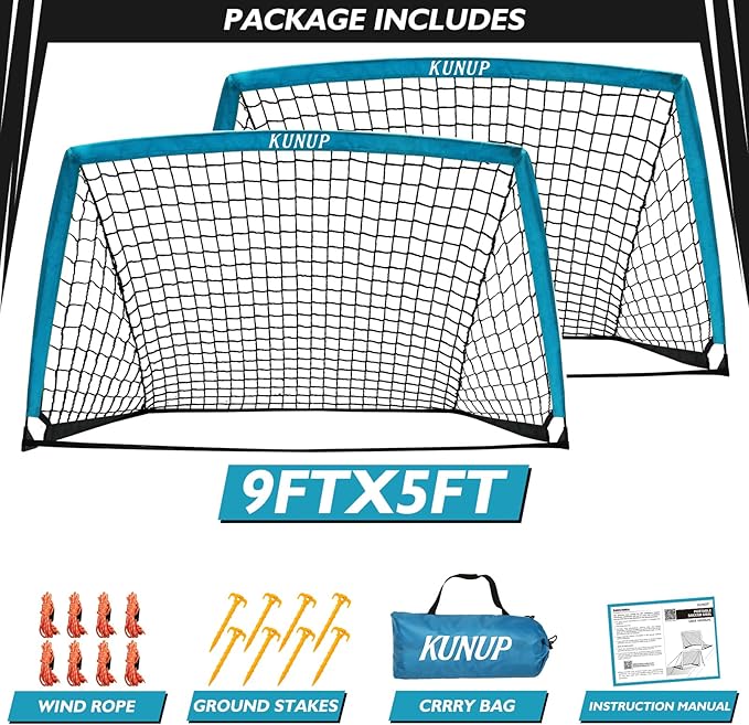 2 of 5×3 6x4 9x5 FT Portable Kids Soccer Goals Set, Foldable Soccer Practice Nets for Backyard with Carrying Bag for Toddler Youth Pop Up Soccer Training Equipment Indoor Outdoor Sports Game Gift