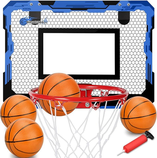 Indoor Basketball Hoop Set for Kids Adults, Pro Mini Basketball Hoop for Door Wall, Room Basketball Hoop Over The Door Outdoor Basketball Hoop with 4 Balls Toy Gift for Boy Girl