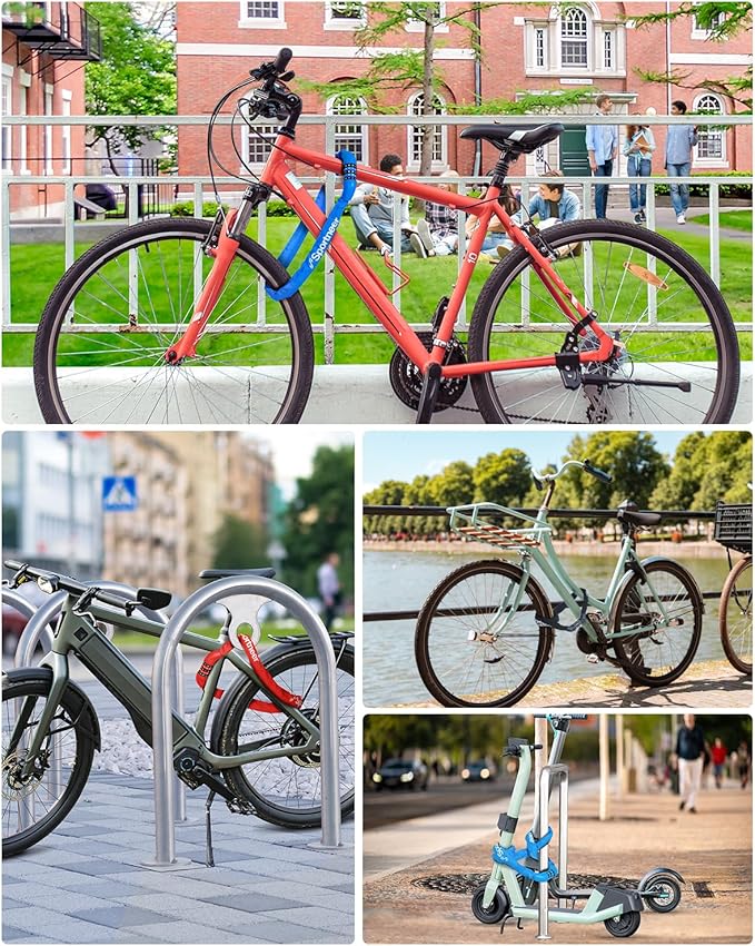 Sportneer Bike Lock: 5 Digit Combination High Security Anti Theft Bike Chain Lock - 3.2/3.6/4ft Heavy Duty Keyless Bicycle Lock for Bike, Motorcycle, Scooter, Door & Gate - 4/6mm Thick, Easy to Use