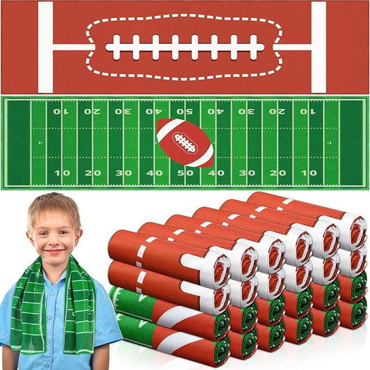 Sports Cooling Towels Baseball Basketball Softball Breathable Soccer Football Volleyball Microfiber Ice Towel Fast Drying for Party Favors Team Gift (24 Pcs,Football,30 x 9 Inch)