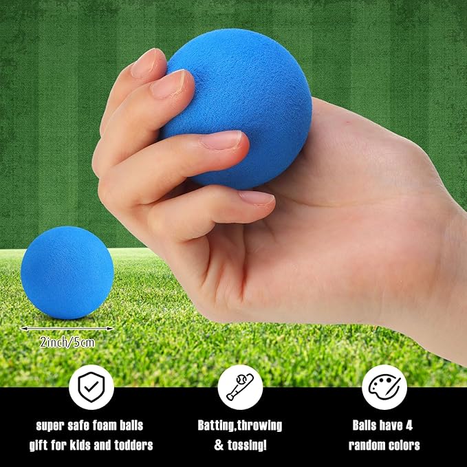 Wettarn 4 Pcs Foam Baseball Bat 24 Inches Foam Bat with Safe Soft Baseballs T Ball Set for Outdoor Indoor Sport Game Beginners Practice Playing Training(Red, Yellow, Blue, Green)