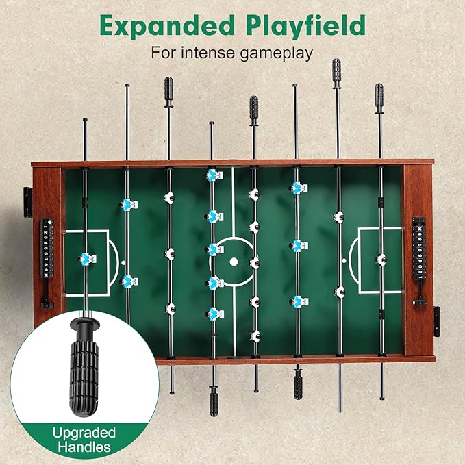 Foosball Table 48in, Competition-Sized Game Table for Home & Game Room – Includes 2 Balls & 2 Cup Holders – Classic Indoor Soccer Game