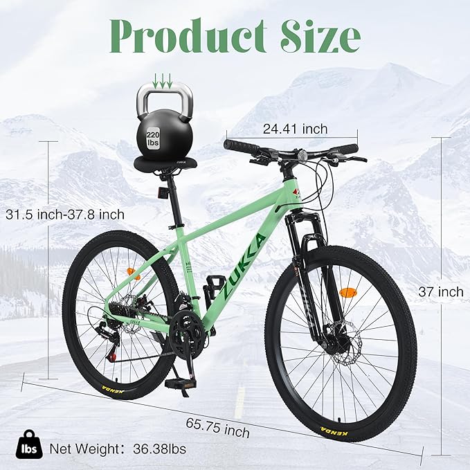 Mountain Bike 26 inch 24 Speed Dual Disc Brake MTB Front Suspension Fork Mountain Bicycle for Adult Men Women Outdoor Cycling
