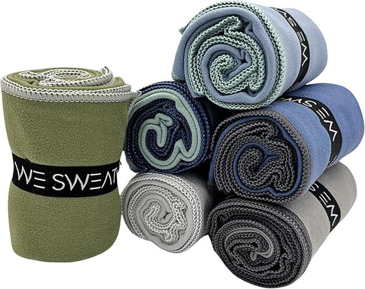 We Sweat’s (6 Pack) Microfiber Gym Towels, Silver ION Odor-Free Absorbent Fiber, Fast Drying Men & Women Workout Gear for Body Sweat, Towels, Sports Exercise Fitness Gear
