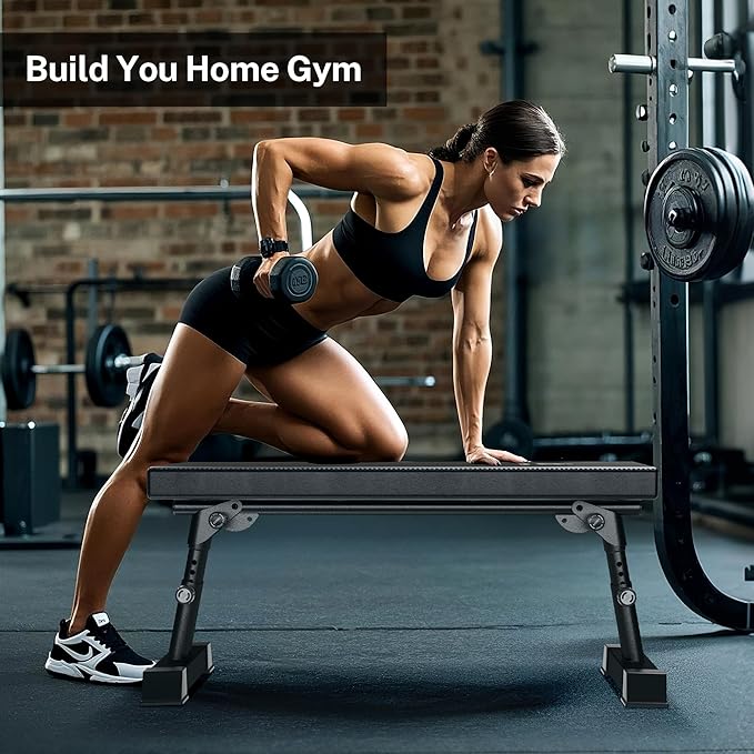 Flat Weight Bench - Heavy Duty Foldable Workout Bench for Home Gym, 1300lb Capacity Adjustable Strength Training Bench Press for Ab and Full Body Exercises, Sturdy and Easy to Fold