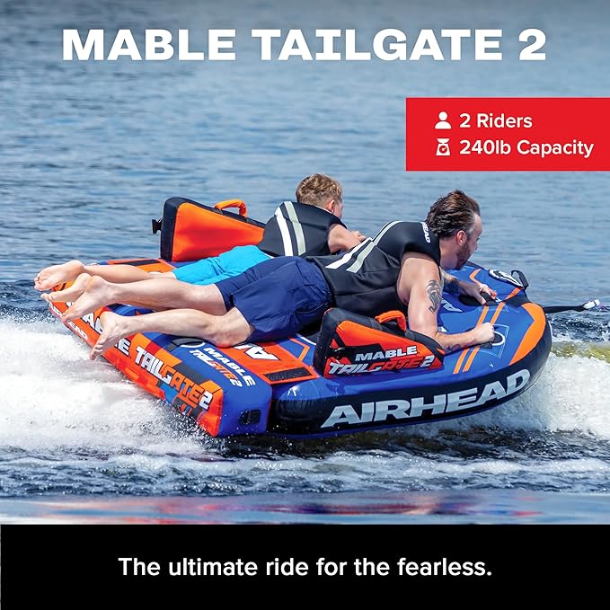 Airhead Mable Inflatable Towable Tube, 1-4 Rider Models, Dual Tow Points, Full Nylon Cover, EVA Foam Pads, Patented Speed Valve, Boat Tubes and Towables