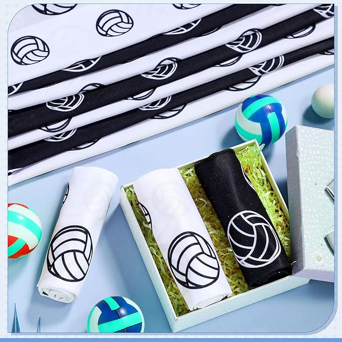24 Pcs Sports Cooling Towels Baseball Basketball Softball 40 x 12 Inch Breathable Soccer Football Volleyball Microfiber Ice Towel Fast Drying for Sport Party Favors Team Gift(Black,Volleyball)