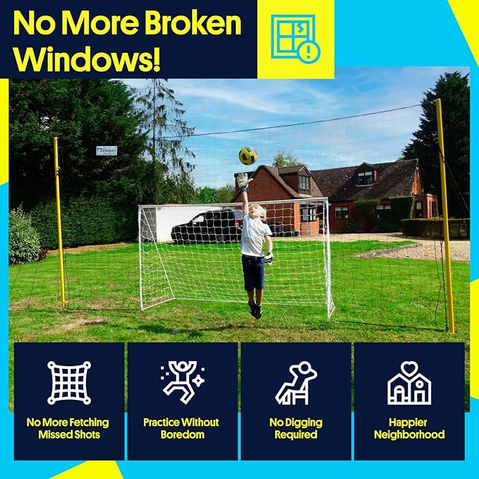Soccer Goals & Soccer Backstop Net with Rebounder - All-in-One Backyard Net - Sports & Outdoors Soccer Goal for Volley, Passing, Solo Training