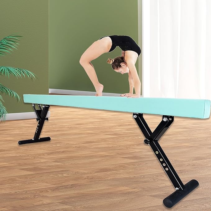 Adjustable Balance Beam Gymnastics Beam 8 FT Adjustable Height Beams for Kids, High and Low Floor Beams,Gymnastics Equipment for Kids Adults Training at Home and Gym Center
