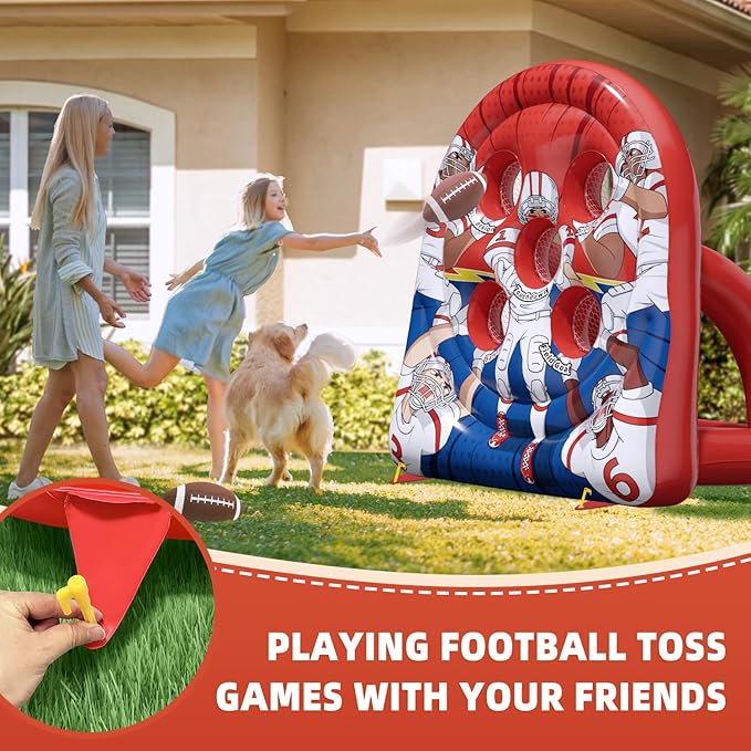 6Ft Football Target Toss Game - Inflatable Football Throwing Target Toy for Kids - Carnival Party Games