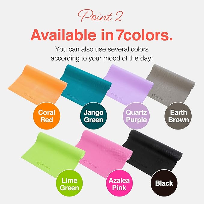 Yoga Mat with Carry Strap for Yoga Pilates Fitness and Floor Workout at Home and Gym Non-slip 9 colors