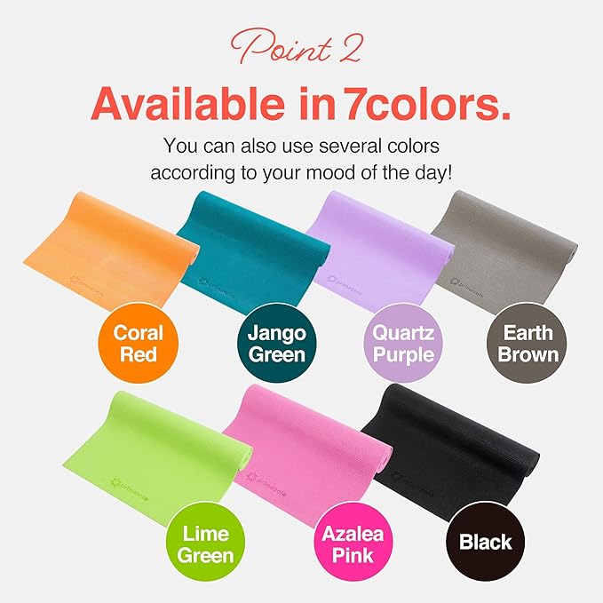 Yoga Mat with Carry Strap for Yoga Pilates Fitness and Floor Workout at Home and Gym Non-slip 9 colors