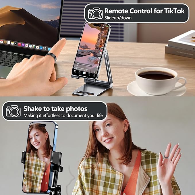 Thin Smart Ring for Fitness & Health Tracking -Pedometer,Sleep/Heart Rate/Blood Oxygen Monitor, Gesture Control / 5ATM Waterproof -No APP Subscription Compatible with Android& iOS (Black, 11)