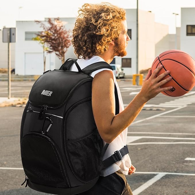 MIER Gym Backpack 40L Basketball Backpack with Ball Compartment & Shoes Storage Multi-Functional Sports Soccer Bag Large Equipment Back Pack Volleyball Backpacks for Men Women