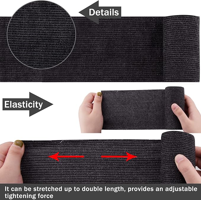 BQTQ 30 Rolls Self Adhesive Bandage Wrap 4 inch Self Adherent Wrap Sticky Bandage Wrap Breathable Athletic Tape Stretch Bandage Roll Self Adhesive Wrap for Wrist Ankle Swelling Sprains(Black)