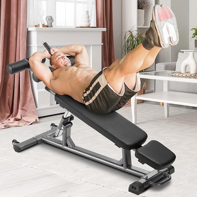 VEVOR Sit Up Bench, Decline Ab Bench with Reverse Crunch Handle, Adjustable Height Setting, Heavy Duty Steel, 500/600/1000 Lbs Capacity for Home Gym Workouts, Strength Training, Full Body Muscles