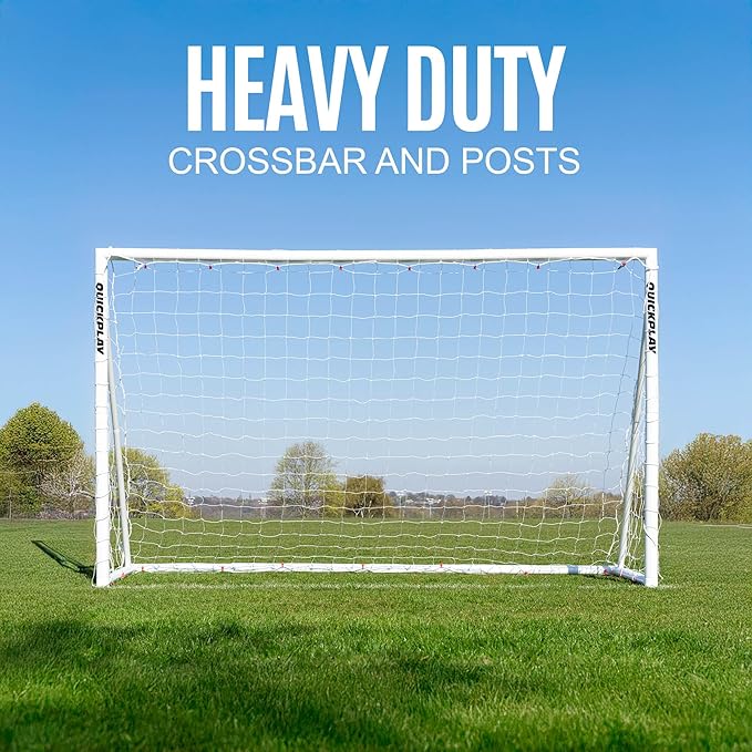 QUICKPLAY Q-Fold Soccer Goal | 30-Second Folding Design for Easy Setup | Portable & Weatherproof uPVC Soccer Goal for Backyard | Durable Post for Adults & Kids