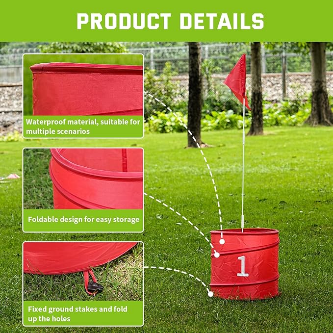 9 Holes-Outdoor Backyard Golf Game Set,Outdoor Yard Golf Chipping Game with 2 Clubs,Ball and Flag,Fun for All Crowd, Perfect for Beach,Park,Lawn and Camping